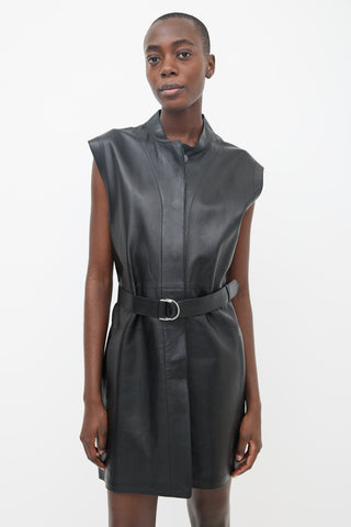 The Row // Black Leather Sleeveless Top – VSP Consignment