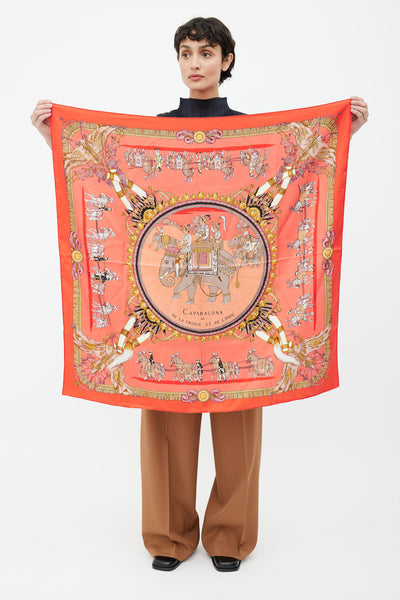 Hermès // Orange & Multi Paperoles 90 Print Scarf – VSP Consignment