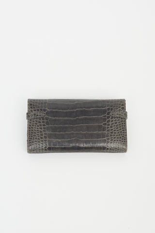 Graphite Leather Kelly Long Wallet