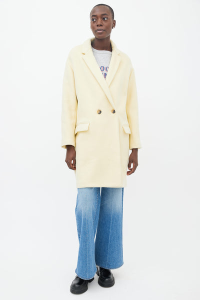 Yellow Wool Filipo Double Breasted Coat