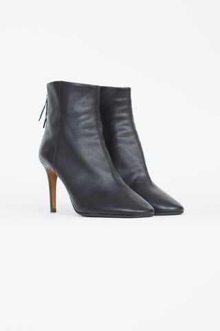 Isabel Marant Black Leather Stiletto Heel Bootie