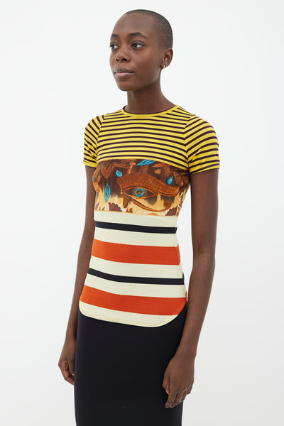 Jean Paul Gaultier // 1990s Multi Stripe & Print Short Sleeve T