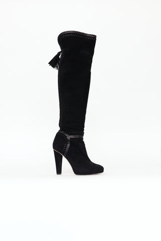 Jimmy Choo Black Suede Whipstitch Boots
