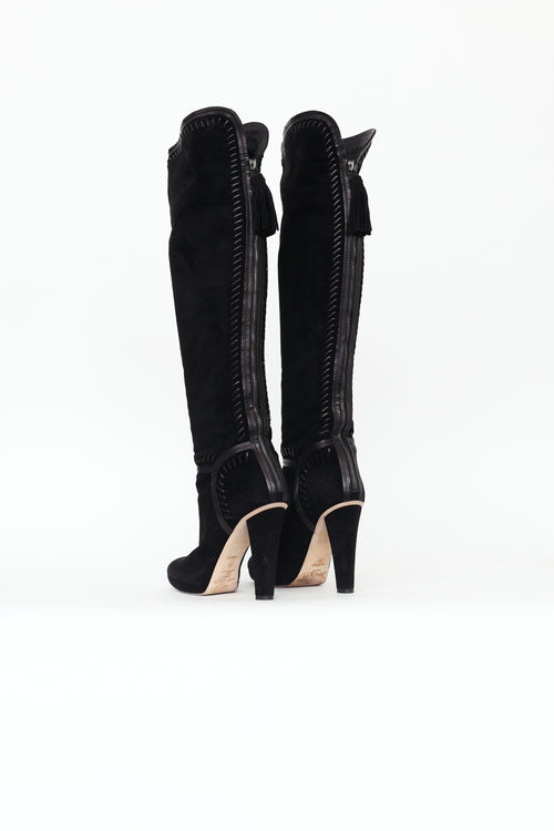 Jimmy Choo Black Suede Whipstitch Boots