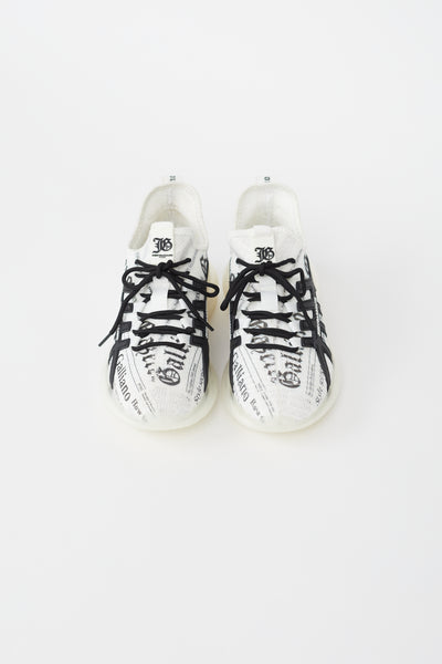 John Galliano // White & Black Newspaper Print Knit Sneaker – VSP