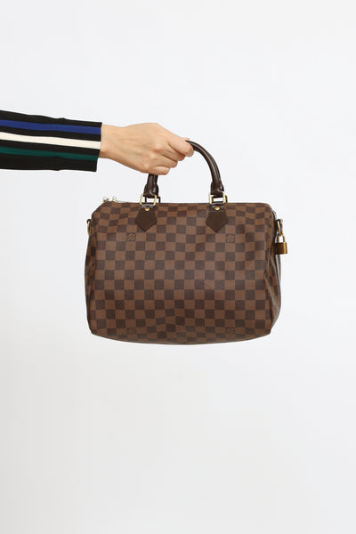 LOUIS VUITTON Speedy 30 Damier Ebene Satchel Bag Brown-US