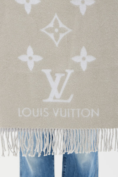 LOUIS VUITTON Cashmere Monogram Reykjavik Scarf Bleu Rose 602697