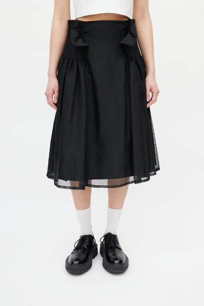 Noir Kei Ninomiya // Black Pleated Overlay Skirt – VSP Consignment