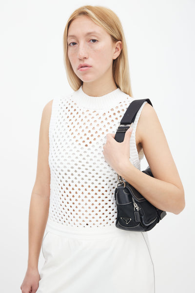 Prada // Black & Gold Nylon Shoulder Bag – VSP Consignment