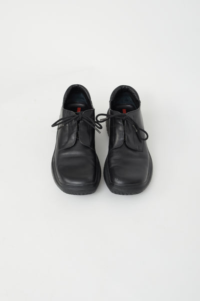 Prada Black Leather Linea Rossa Chunky Platform Loafer VSP