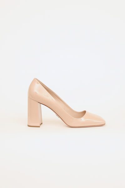 Prada block heel on sale pumps