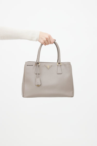 Grey Galleria Small Saffiano Leather Bag