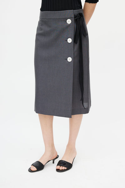 Wool-blend wrap miniskirt in black - Prada