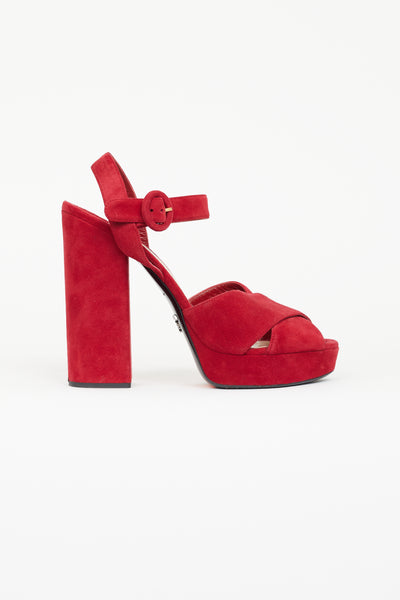 Prada suede platform hot sale sandals