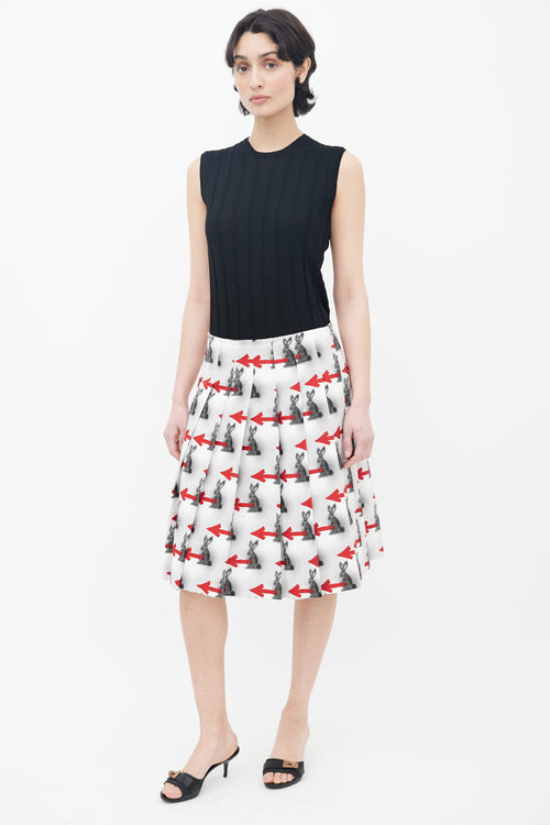 Prada Resort 2016 White Pop Art Print Pleated Skirt