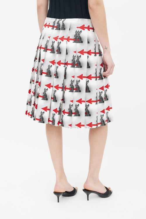 Prada Resort 2016 White Pop Art Print Pleated Skirt