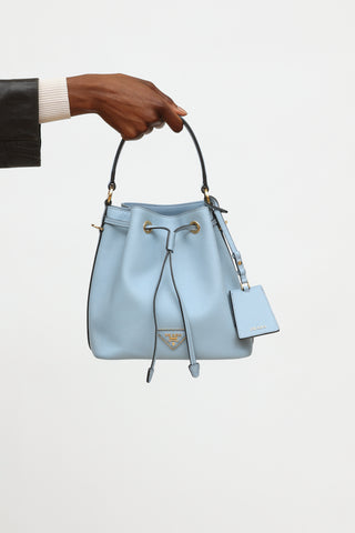 Prada Saffiano Leather Bucket Bag in Blue