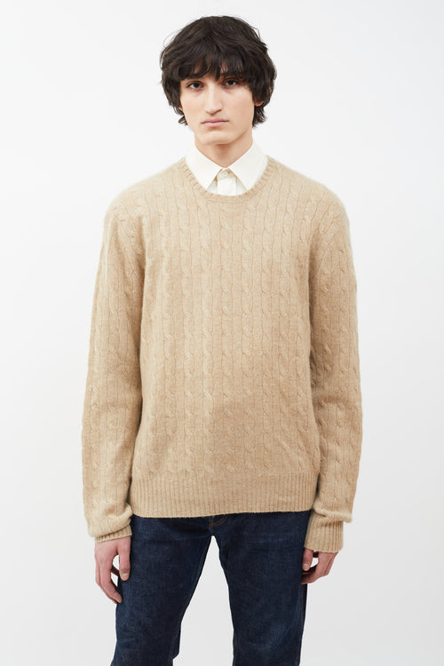 Ralph Lauren Beige Cable Knit Cashmere Sweater