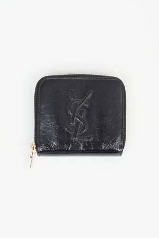Saint Laurent Black Patent Leather Small Zipper Wallet