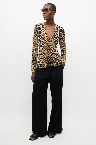 Saint Laurent // Brown & Black Print Silk Blouse – VSP Consignment