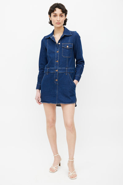 See By Chloè // Dark Denim Wash Shirt Dress – VSP Consignment