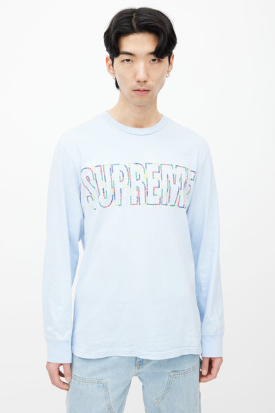 Supreme // Light Blue Embroidered Logo Long Sleeve Top – VSP