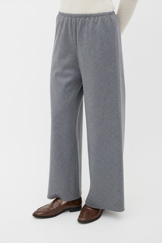 The Row Grey Wool Elasticized Waistband Trouser