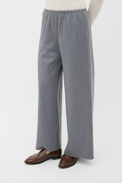 Grey Wool Elasticized Waistband Trouser