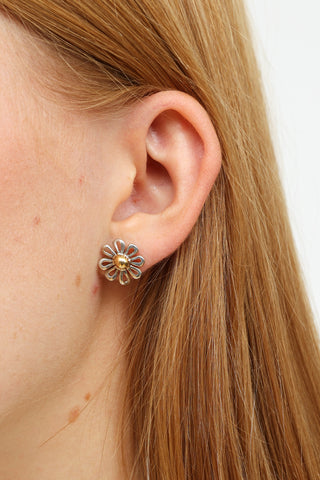 Tiffany & Co. Sterling Silver and 18K Gold Daisy Stud Earrings
