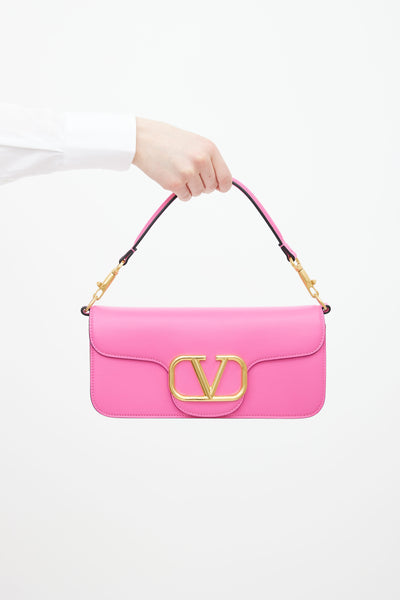 Valentino // Pink Leather Locò VLogo Shoulder Bag – VSP Consignment