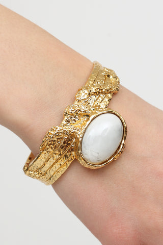 Saint Laurent Gold & White Arty Bracelet