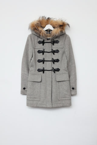 Burberry fur cheap hood coat