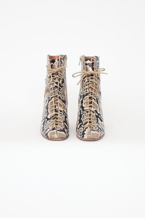 By Far Beige Printed Lace Up Boots