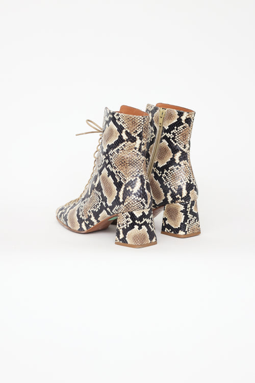 By Far Beige Printed Lace Up Boots
