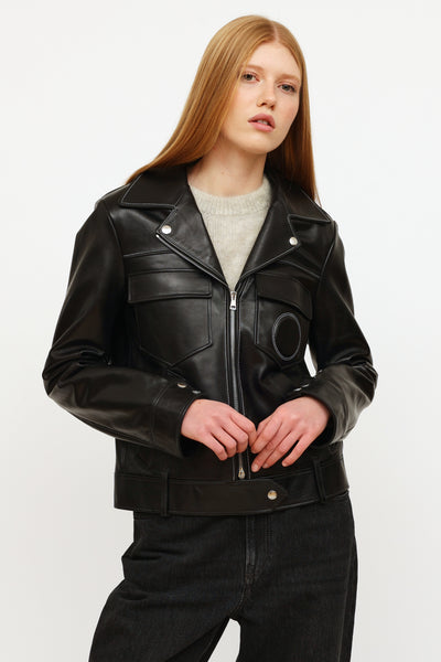 Vince // Black Leather Long Sleeve Jacket – VSP Consignment