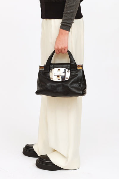 Miu Miu Vitello Soft Top Handle Bag in Black — UFO No More