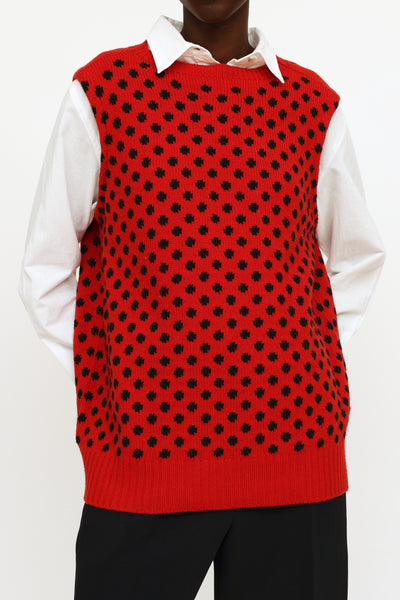 Prada // Red & Black Polkadot Knit Sweater Vest – VSP Consignment