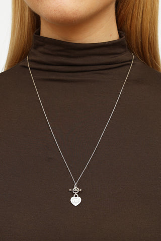Tiffany & Co. Sterling Silver & Enamel Mini Heart Necklace
