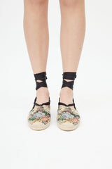 Saint Laurent Beige & Multicolour Woven Floral Espadrille