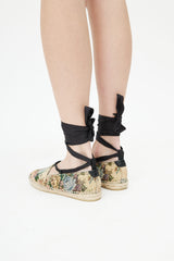 Saint Laurent Beige & Multicolour Woven Floral Espadrille
