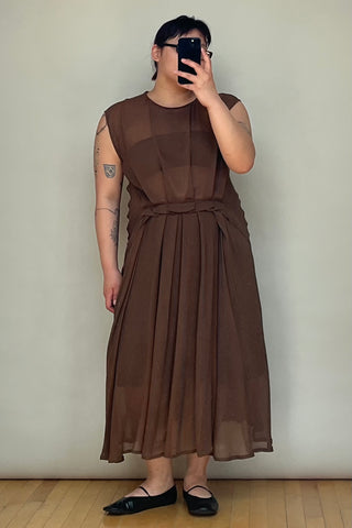 Brown Silk Sheer Dress & Wrap Set