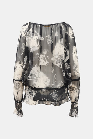 John Galliano Vintage Silk Printed Blouse