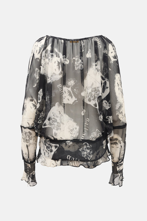 John Galliano Vintage Silk Printed Blouse