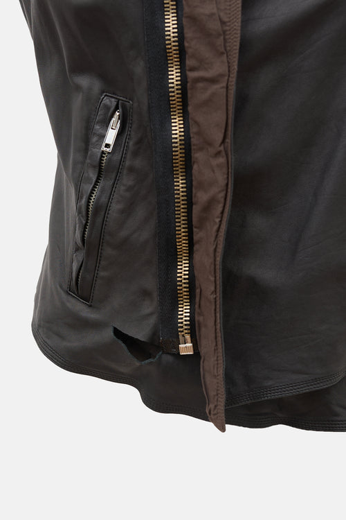 Rick Owens Leather Asymmetric Vest