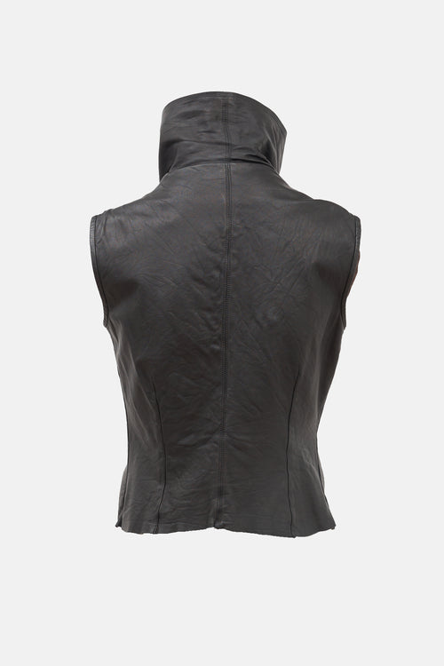 Rick Owens Leather Asymmetric Vest