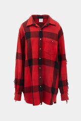 Vetements Wool Fringed Flannel Shirt