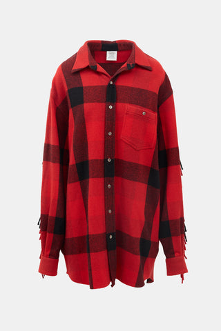 Vetements Wool Fringed Flannel Shirt