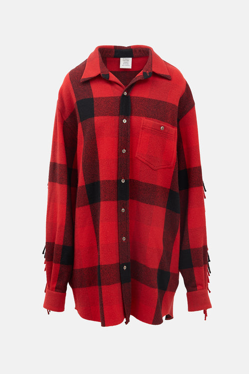 Vetements Wool Fringed Flannel Shirt