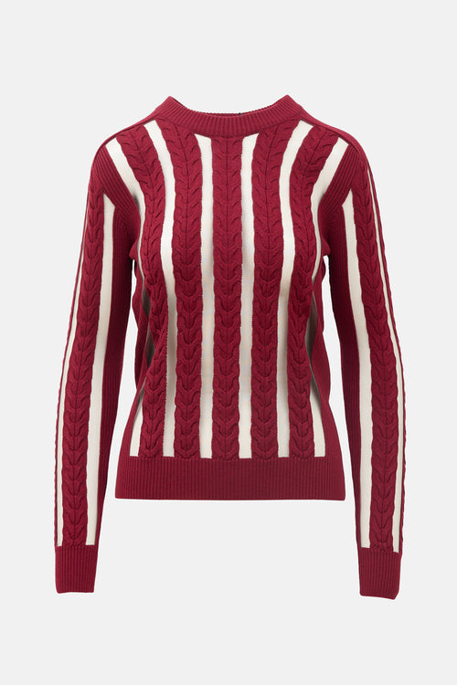 McQ Mesh & Cable Knit Striped Sweater