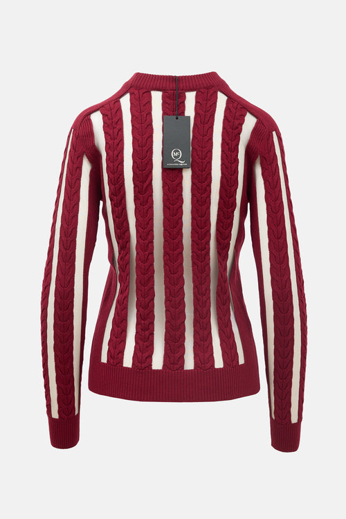 McQ Mesh & Cable Knit Striped Sweater